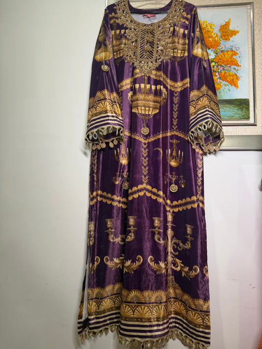 ROSHINI - VELVET KAFTAN WITH HEADBAND