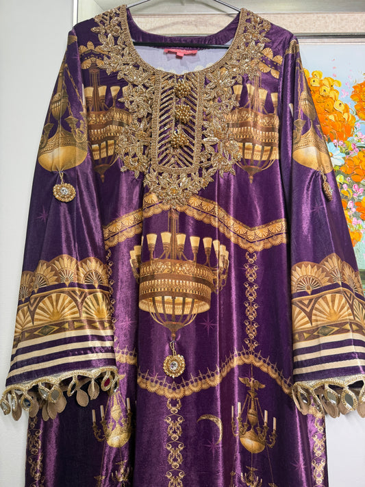 ROSHINI - VELVET KAFTAN WITH HEADBAND